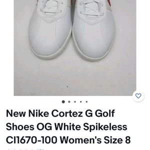 New Nike Cortez G Golf Shoes OG White Spikeless CI1670-100 Women's Size 8